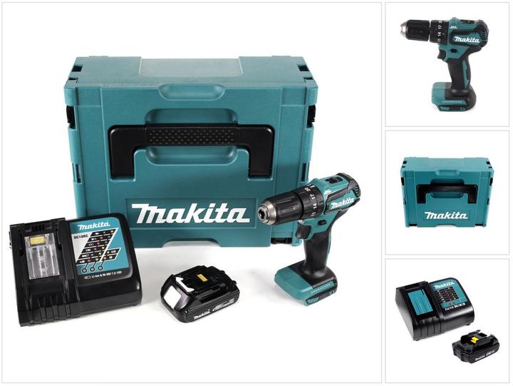 Productafbeelding Makita DHP 483 Y1J-D Accu klopboormachine 18V 40Nm in Makpac + 1x 1,5 Ah accu + lader (Oplaadbare batterij)