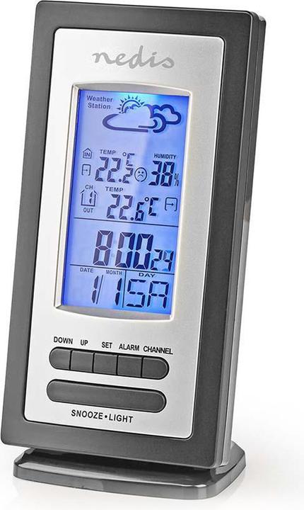 Actual product image Nedis Weather Station - Alarm - Hygrometer - Outdoor Sensor - Black/Silver