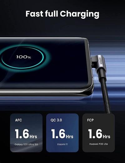 Productafbeelding Ugreen USB-C Haaks naar USB-A 2.0 A 3A Datakabel (2 m, USB 2.0, 18 W)