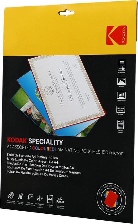 Kodak Film de plastification A4 12 pièces, 150 microns, couleur (A4, 150 µm)