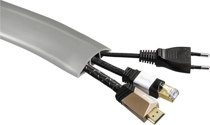 Actual product image Hama Flexible cable duct, self-adhesive, semi-circular, 180 x 6 x 1 cm, PVC, grey (Duct, 180 cm)