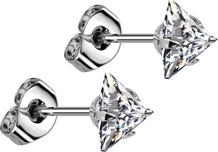 Star Piercing Ohrstecker silber mit dreiecks Kristall silber (ohne Messing, Chirurgenstahl 316L)