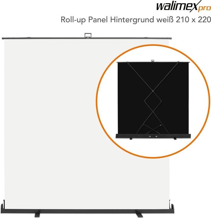 Immagine prodotto Walimex pro Pannello Roll-up Sfondo bianco 210x220 (210 cm, 220 cm)