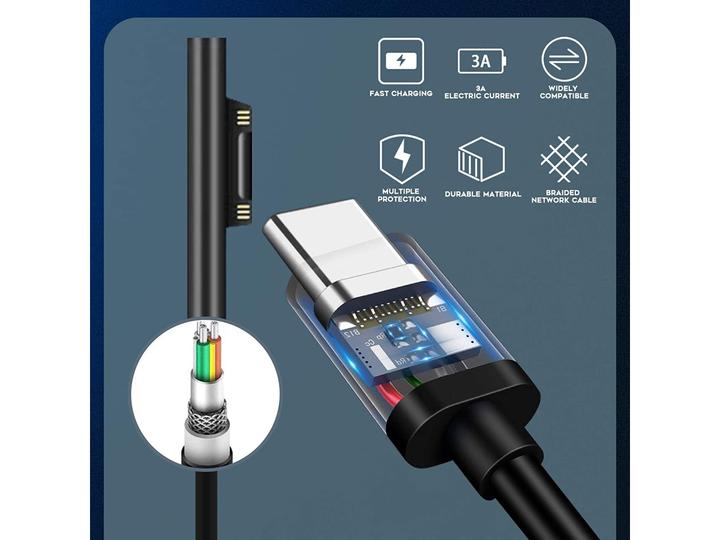 Produktbild PowerGuard USB-C zu Microsoft Surface Kabel (1.5m) (60 W)