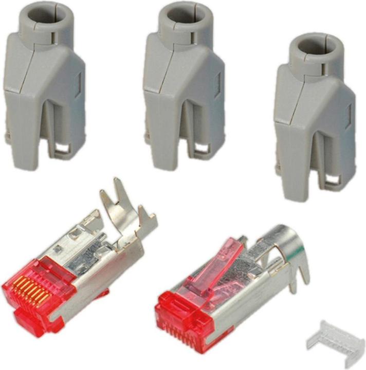 EFB Elektronik Manufacturer: HIROSE RJ45 Hirose plug STP, TM21 gray, 50 pieces, 3 elements, Cat. 6 Channel Class E (Network cable plug)
