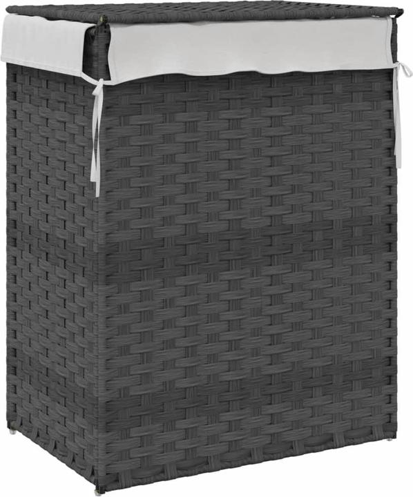 Produktbild VidaXL Wäschekorb mit Deckel Grau 46x33x60 cm Poly Rattan,Farbe