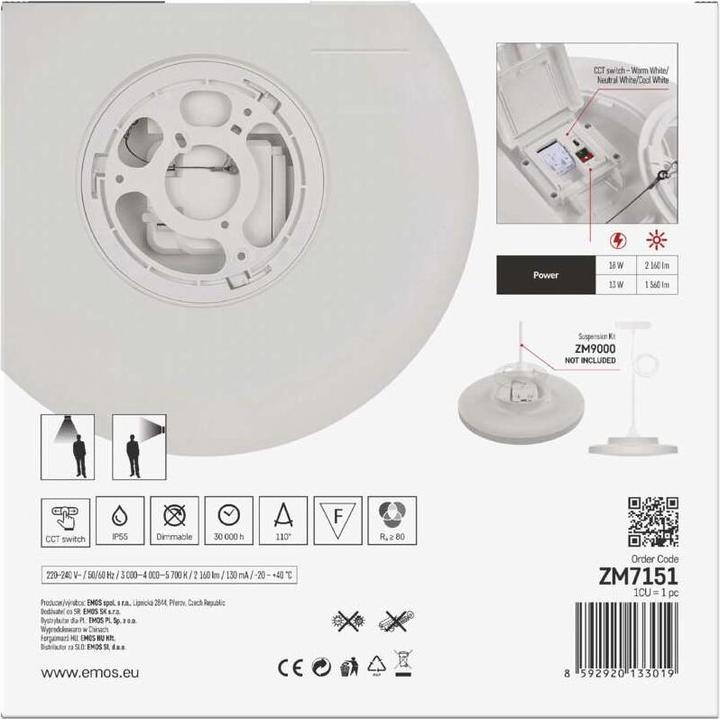 Image du produit Emos LED-Anbauleuchte DIONI rund, weiss, 18W, mit Farbtemperatur-Änderung (160 lm)