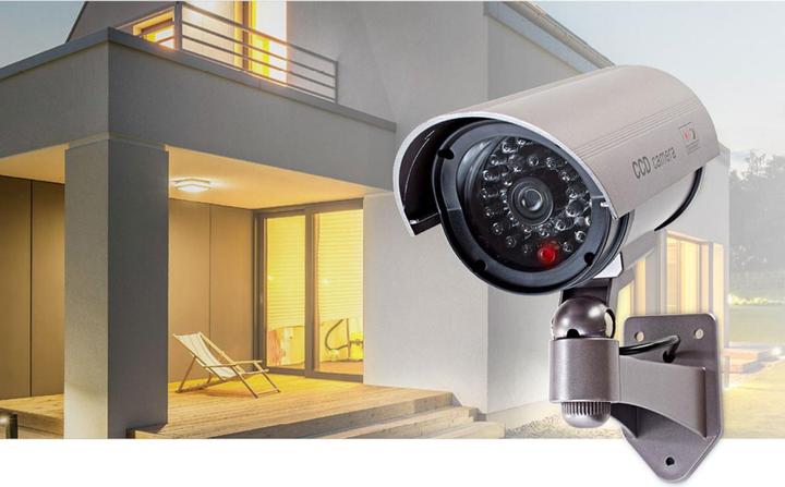 Actual product image Nedis Dummy surveillance camera Sphere IP44 Battery-operated For outdoor use incl. wall bracket