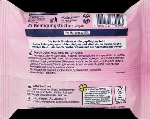 Produktbild dm Balea Reinigungstücher 3in1 (Reinigungstücher, Make-Up Entferner)