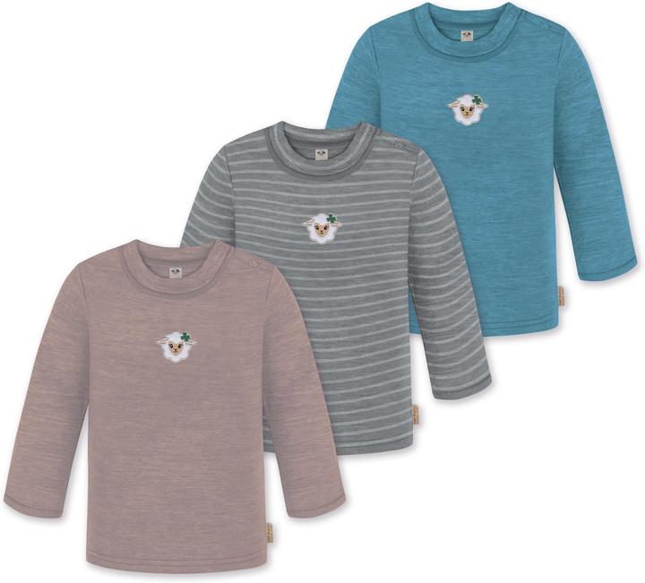 Normani 3er Pack Baby Merino Longsleeve „Taupo" - 9475