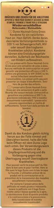 Nutritional values and ingredients Durex Hautnah XXL (10 pcs.)