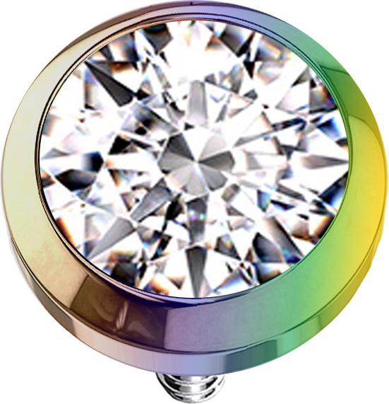 Star Piercing Dermal Anchor farbig mit Kristall silber (Chirurgenstahl 316L)