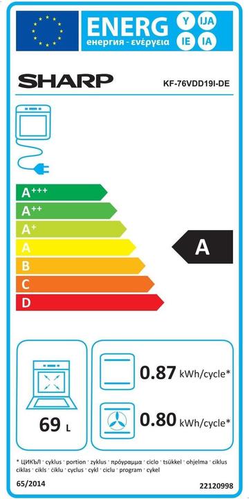 Energie-Label Sharp KF-76VDD19W-DE Glaskeramik mit Timer
