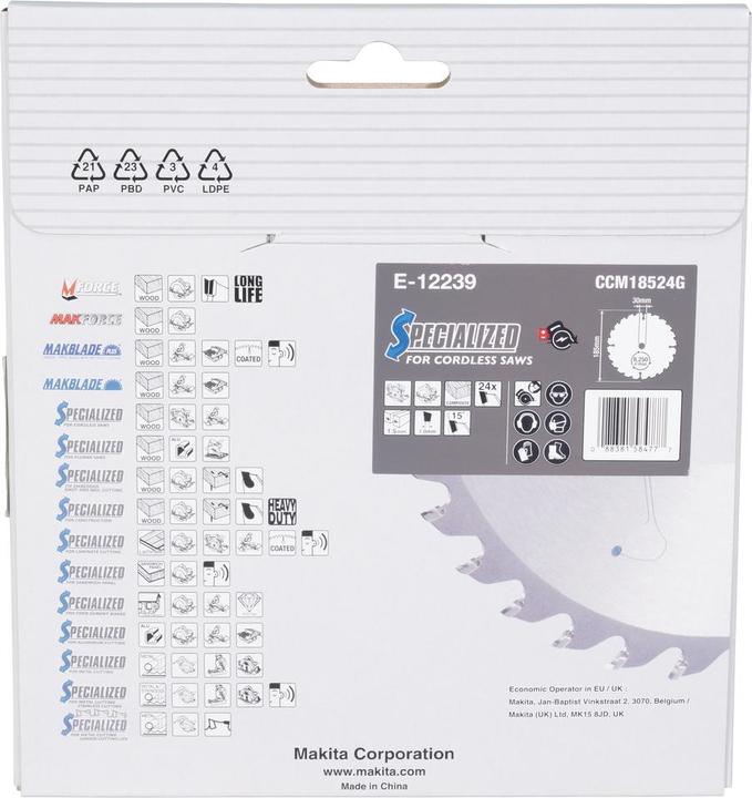 Actual product image Makita Saw blade 185x1,5x30, 24Z EFFICUT