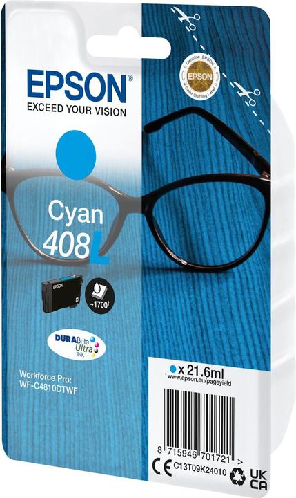 Actual product image Epson Ink/Singlepack 408L DURABrite Ultra (C)