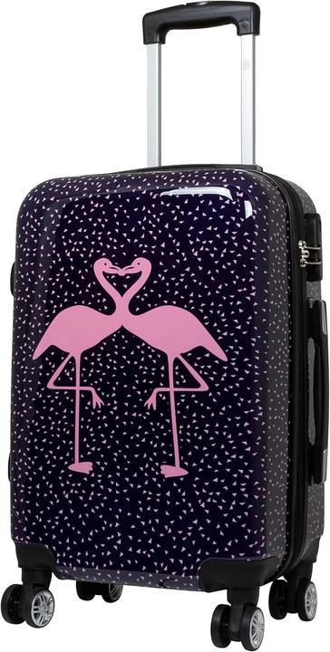 Immagine prodotto Trendyshop365 3-teiliges Hartschalen-Kofferset mit Flamingo-Motiv (94 l, Bagaglio a mano (fino a 50 litri), M (50 - 90l), L (90 - 115l))