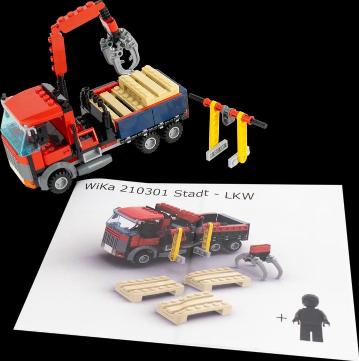 Immagine prodotto LEGO Stein-Experte MOC LKW mit 3 Paletten und Ladekran + 1 zufaellige Minifigur NEU! 1 Set