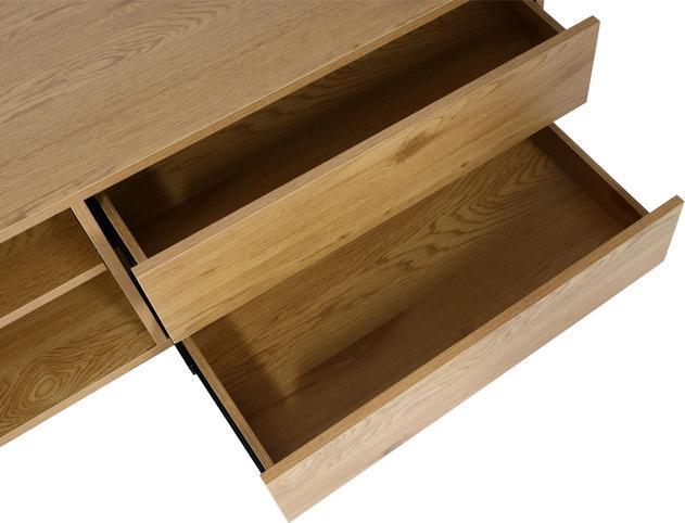 Actual product image Swisshandel24 TV rack HWC-J78, TV table lowboard chest of drawers, MDF 42x140x40cm oak look (42 x 140 x 40 cm)