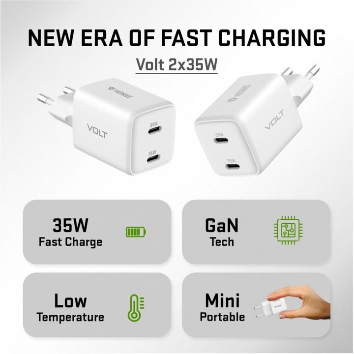 Immagine prodotto Yenkee USB-C Ladegerät 2x18W 3A Power Delivery 3.0 QC3.0 Weiss (35 W)