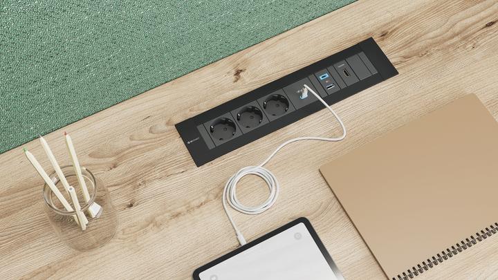 Produktbild IB Connect INTRO2.0 Steckd. ws 1x Typ 13 1x USB-A/C 2x RJ45 1x HDMI 1x USB-A (1 x, Typ 13, USB, RJ45, HDMI, 0.30 m)