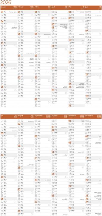 Nutritional values and ingredients Elefanten Kalender 2026 - 30x30 (30 x 30 cm, Hardcover, German, French, Italian, English)