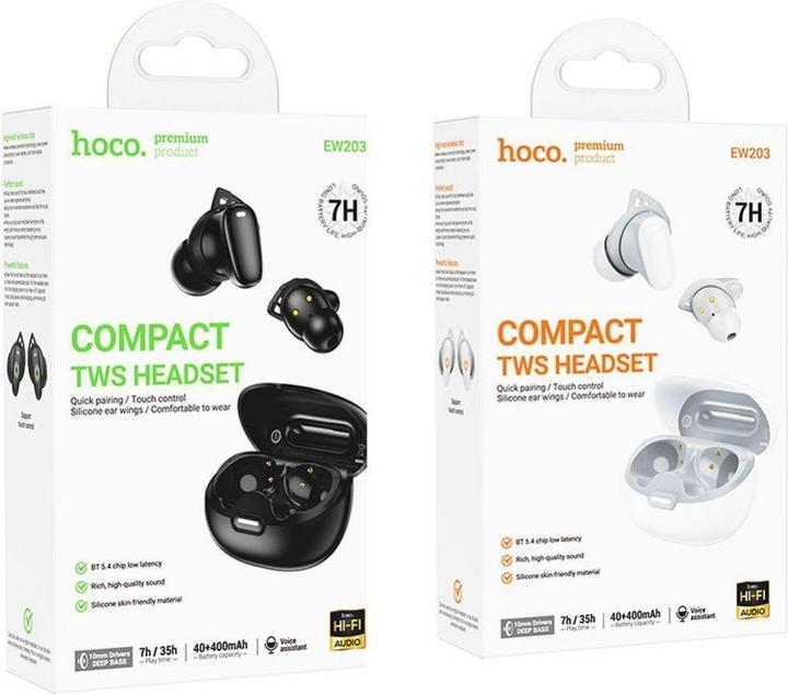 Produktbild Hoco Wireless headphones wireless earphones bluetooth TWS EW203 white (7 h)