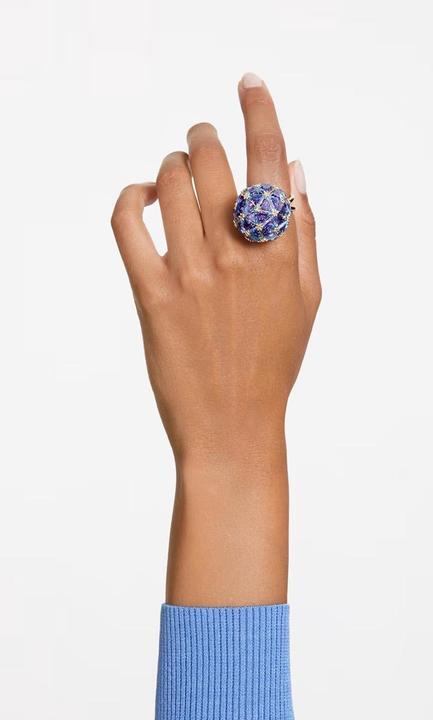 Produktbild Swarovski Curiosa Cocktail Ring Trilliant Schliff Runde Form Blau Gold (55)