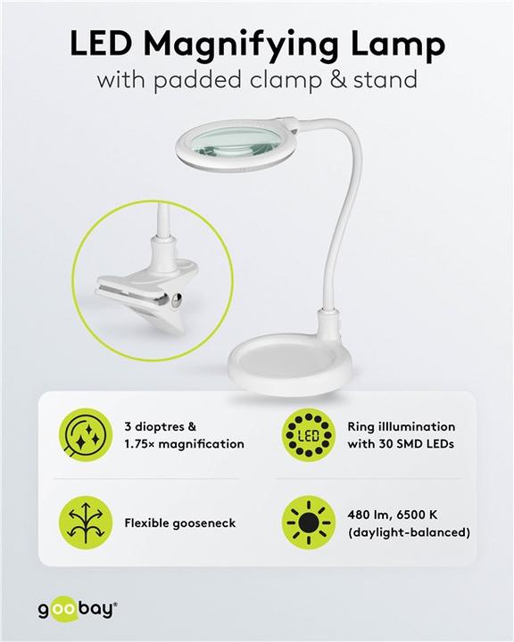 Productafbeelding Goobay LED staand/klemmend loeparmatuur, 6 W (480 lm)