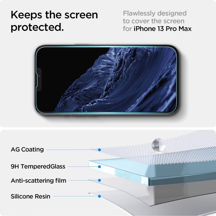 Produktbild Spigen Gehärtetes Glas GLAS.tR ez Passend für Apple iPhone 13 (1 Stück, Apple iPhone 14, Apple iPhone 16e, Apple iPhone 13 Pro, Apple iPhone 13)
