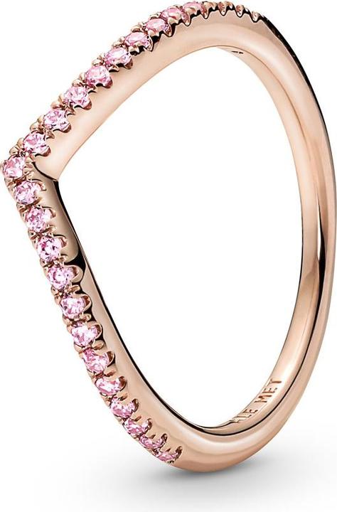 Pandora 14kt Rose Gold Sparkling Wishbone Pink Ring (50)