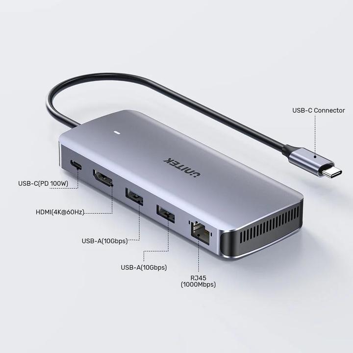 Immagine prodotto Unitek AKTYWNY HUB USB-C 10GBPS M.2 HDMI PD 100W (USB-C, 5 Porti)