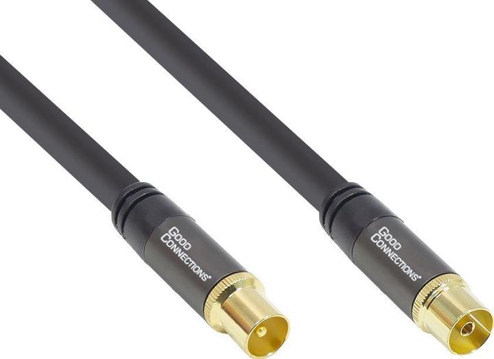 Image du produit Good Connections Câble d'antenne SmartFLEX, IEC/coax mâle vers femelle, doré, quadruple blindage, blindage 120dB (120 dB, Câble d'antenne)