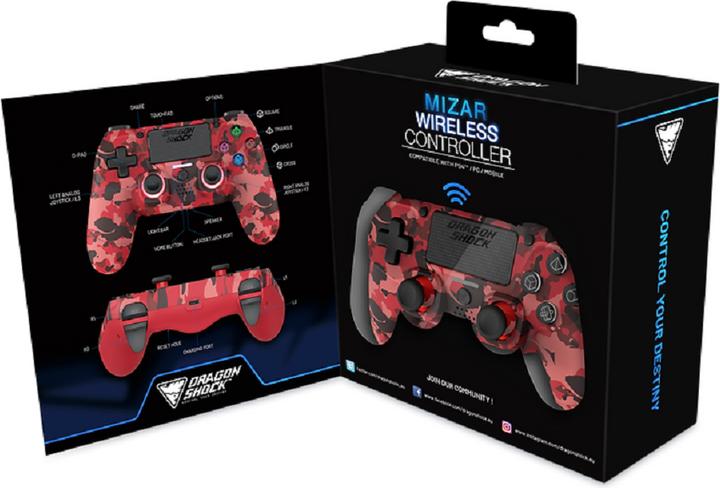Produktbild DragonShock Controller Miraz Wireless rot camo PS4 (Playstation Classic)