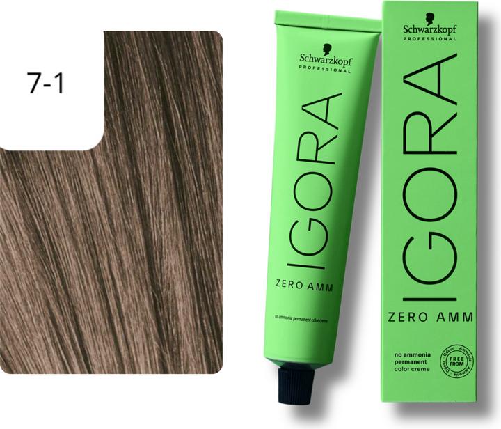 Produktbild Schwarzkopf Igora Zero AMM - 7-1 Mittelblond Cendré (7-1 Mittelblond Cendré)