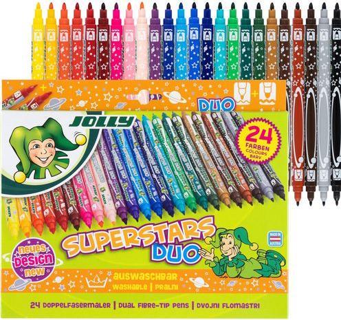 Produktbild Jolly Superstar DUO Fasermaler Eine dicke und eine dünne Spitze Hochwertiger Filzstift Auswaschbar 2 (Mehrfarbig, 24 x)
