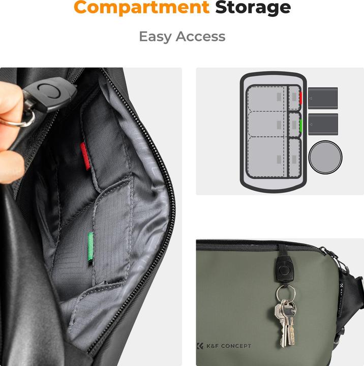 Image du produit K&F Concept Sac à bandoulière 10L (Sacoche de hanche pour appareil photo, 10 l)