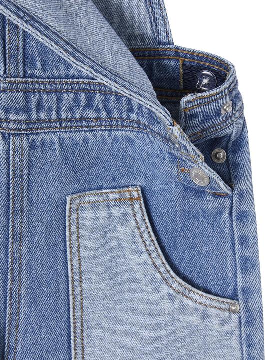 Actual product image Vertbaudet Wide girls' denim dungarees with contrast effect (98)