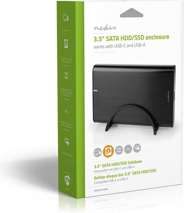 Image du produit Nedis Boîtier pour disque dur | 3.5 " | USB 3.1 Gen1 | USB Type-A / USB Type-C™ | Notebook / PC | Alumini (3.5")