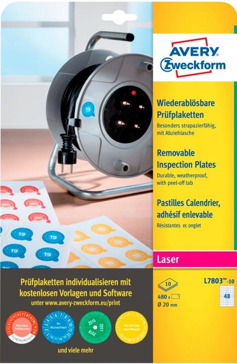 Actual product image Avery L7803-10 self-adhesive label circle Permanent (e)