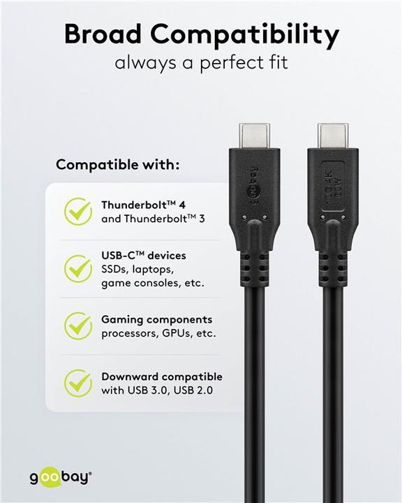 Produktbild Goobay USB-C-Kabel, USB 3.2, 60 W, 10 Gbit/s, Power Delivery, 2 m (2 m, USB 3.2, 60 W)