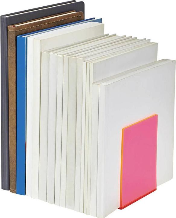 Actual product image Maul Buchstütze 10x10x13cm 3513621 transparent pink 2 Stück (10 x 10 x 13 cm)
