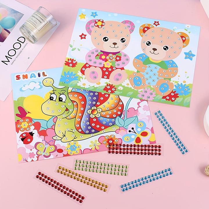 Produktbild Activity Board 10 Stück Whimsical DIY Diamond Sticker - bunte Einhorn-, Regenbogen- und Blumenmotive mit