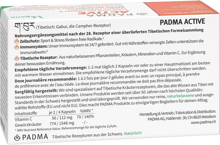 Nutritional values and ingredients Padma 28 active (100 Piece, Capsules, 87 g)