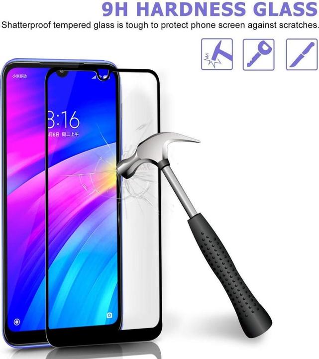 Actual product image Screenguard Xiaomi Redmi 7 Full Screen Protective Glass Film 2.5D 9H (1 Piece, Xiaomi Redmi 7)