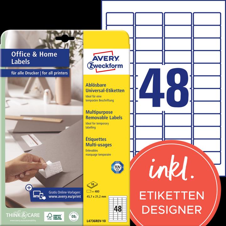Actual product image Avery Labels, removable, home office, small pack