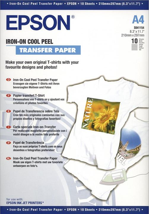 Image du produit Epson S041154 Papier thermocollant 120g/m2 A4 10 feuilles 1 paquet (124 g/m², A4, 10 x)
