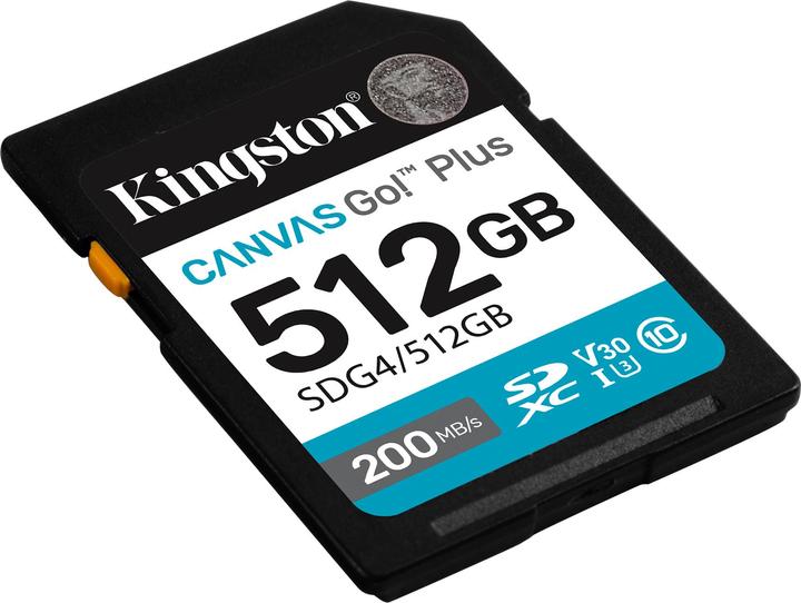 Actual product image Kingston Card Canvas Go Plus SDG4 (512 GB, SDXC, U3, UHS-I)