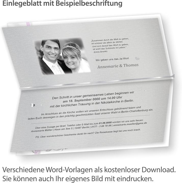Produktbild Tatmotive Einladungen Hochzeit-Sets (40 Stk.)