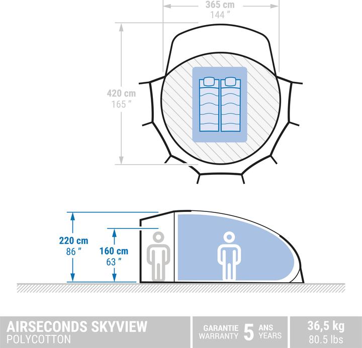 Actual product image Quechua Bubble Skyview (Inflatable tent, 36.50 kg, 2 persons)