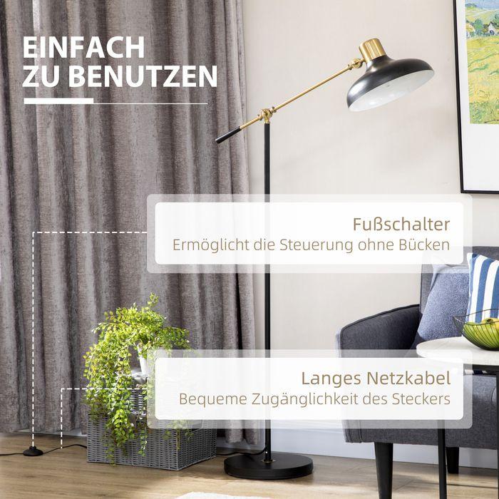 Actual product image Swisshandel24 Floor lamp, height-adjustable floor lamp, 40 W swivelling floor lamp, arc lamp, reading lamp with (E27)
